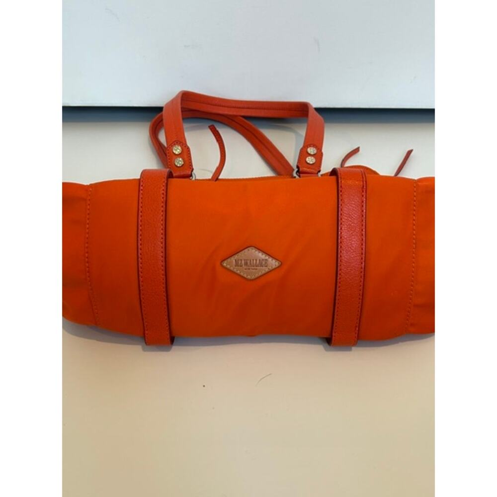 MZ Wallace Orange Nylon Pleated Crossbody Tote - Picture 9 of 11